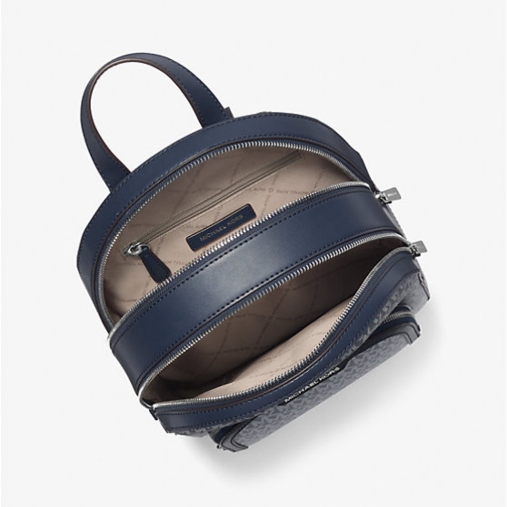 Set of Michael Kors Monogram Backpack and Wallet Set in Navy white ombre - Picture 10 of 11